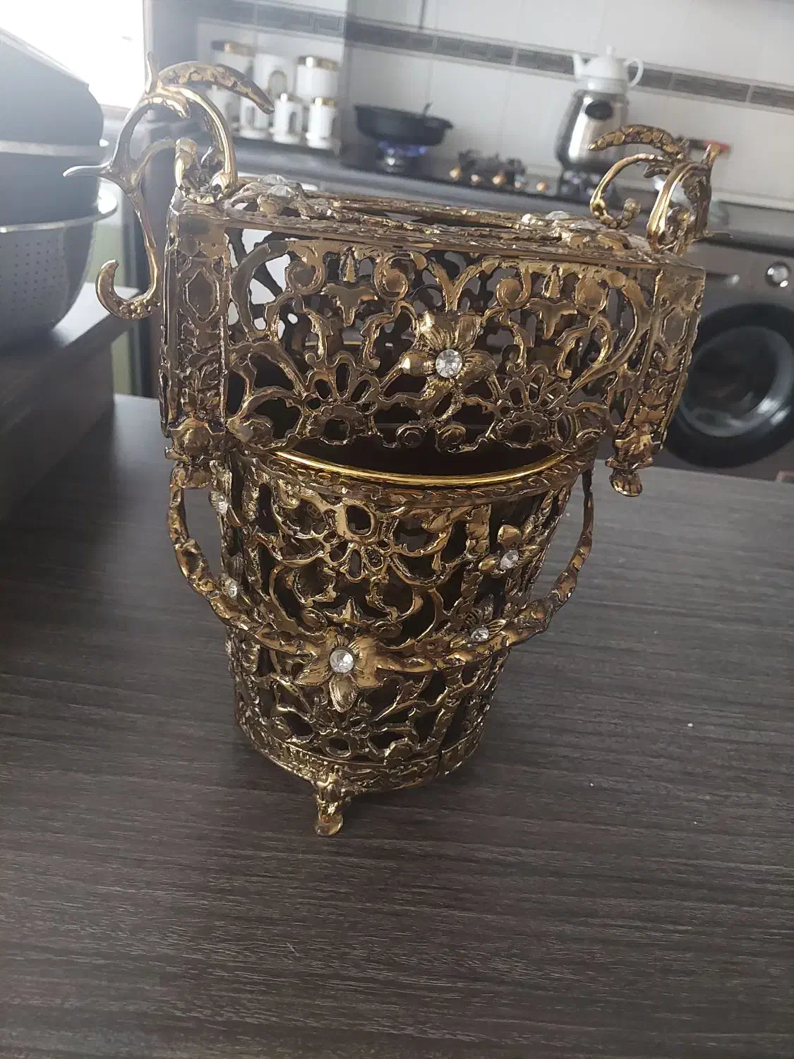 ست سطل زابله و جا دستمالی برنجی|صنایع دستی و سایر لوازم تزئینی|زاویه, |دیوار