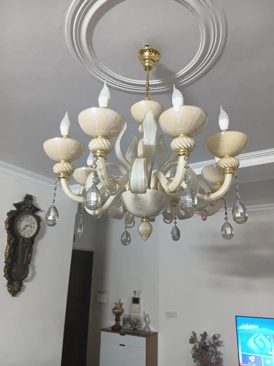 لوستر کریستالی مدرن جدید|لوستر و چراغ آویز|کرج, کرج نو|دیوار