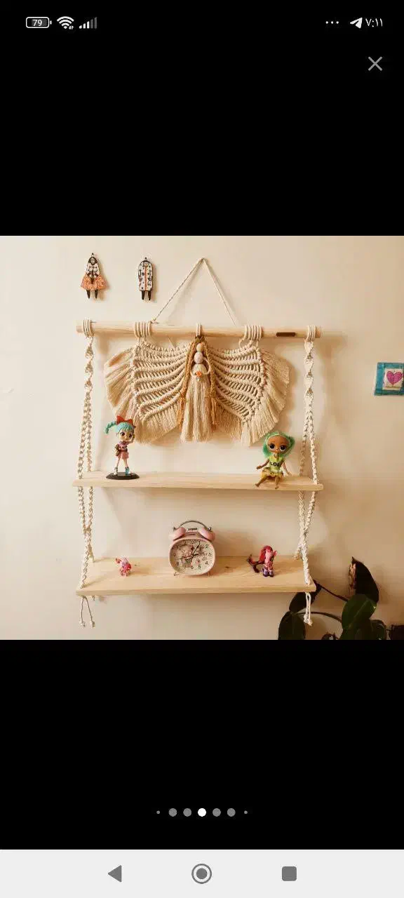 شلف فرشته مکرومه/سیسمونی/دخترونه/اتاق کودک|کتابخانه، شلف، قفسههای دیواری|تهران, مینای شمالی (مخبر)|دیوار