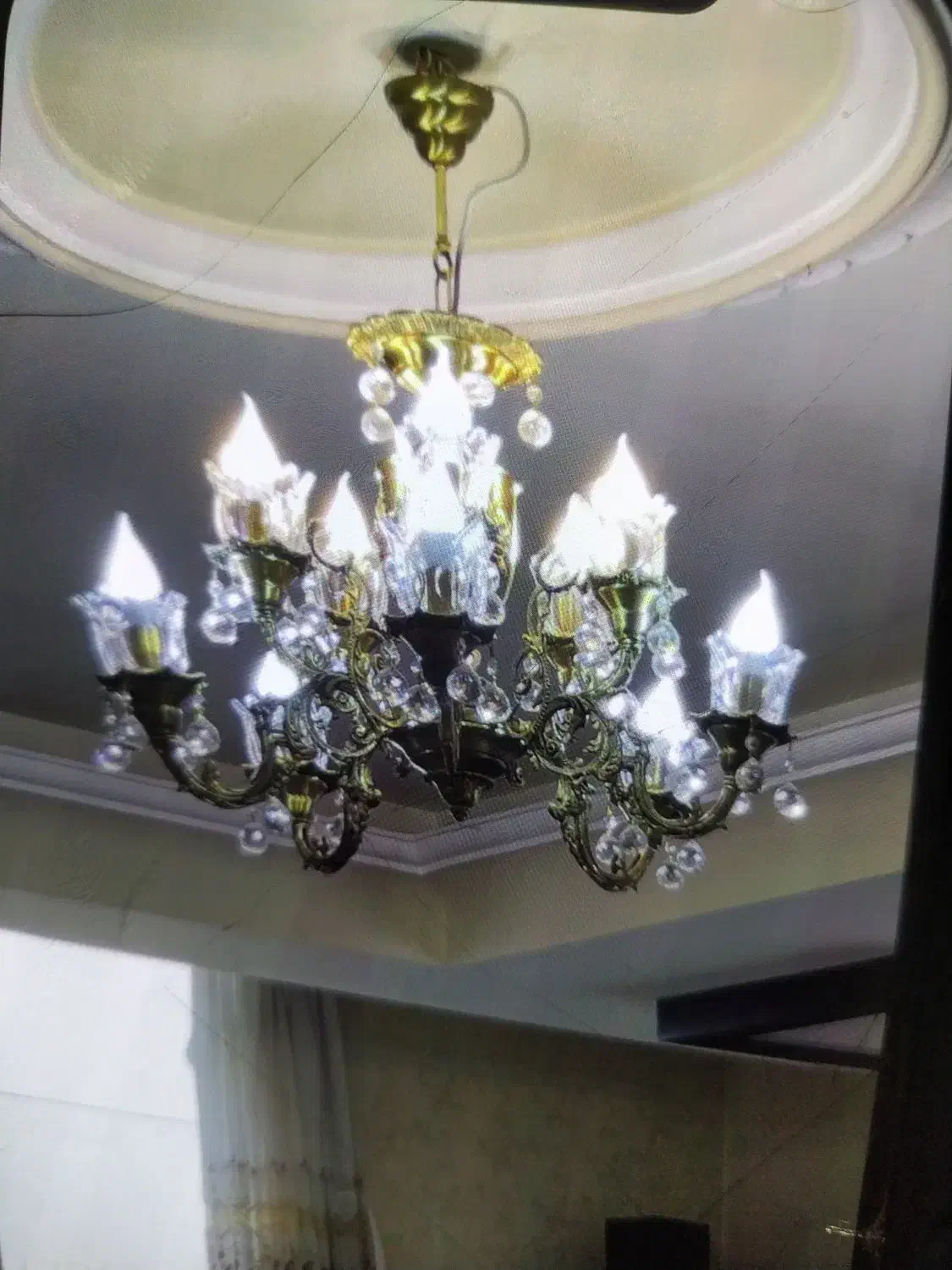 لوستر برنز 10شاخه|لوستر و چراغ آویز|تبریز, |دیوار