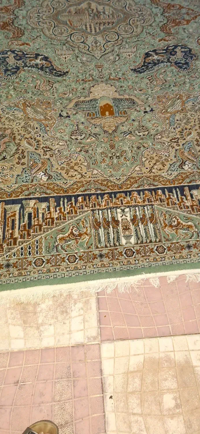 ۲ تخته فرش ۱۲متری۱۳۰۰شانه کویر یزد کارکرده تمیز|فرش|سرعین, |دیوار