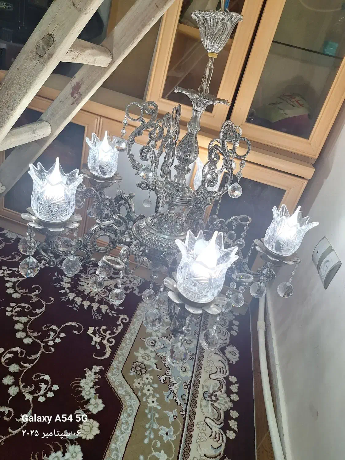 فروش لوستر ۵ شعله همراه با لامپ های شمعی|لوستر و چراغ آویز|بیرجند, |دیوار