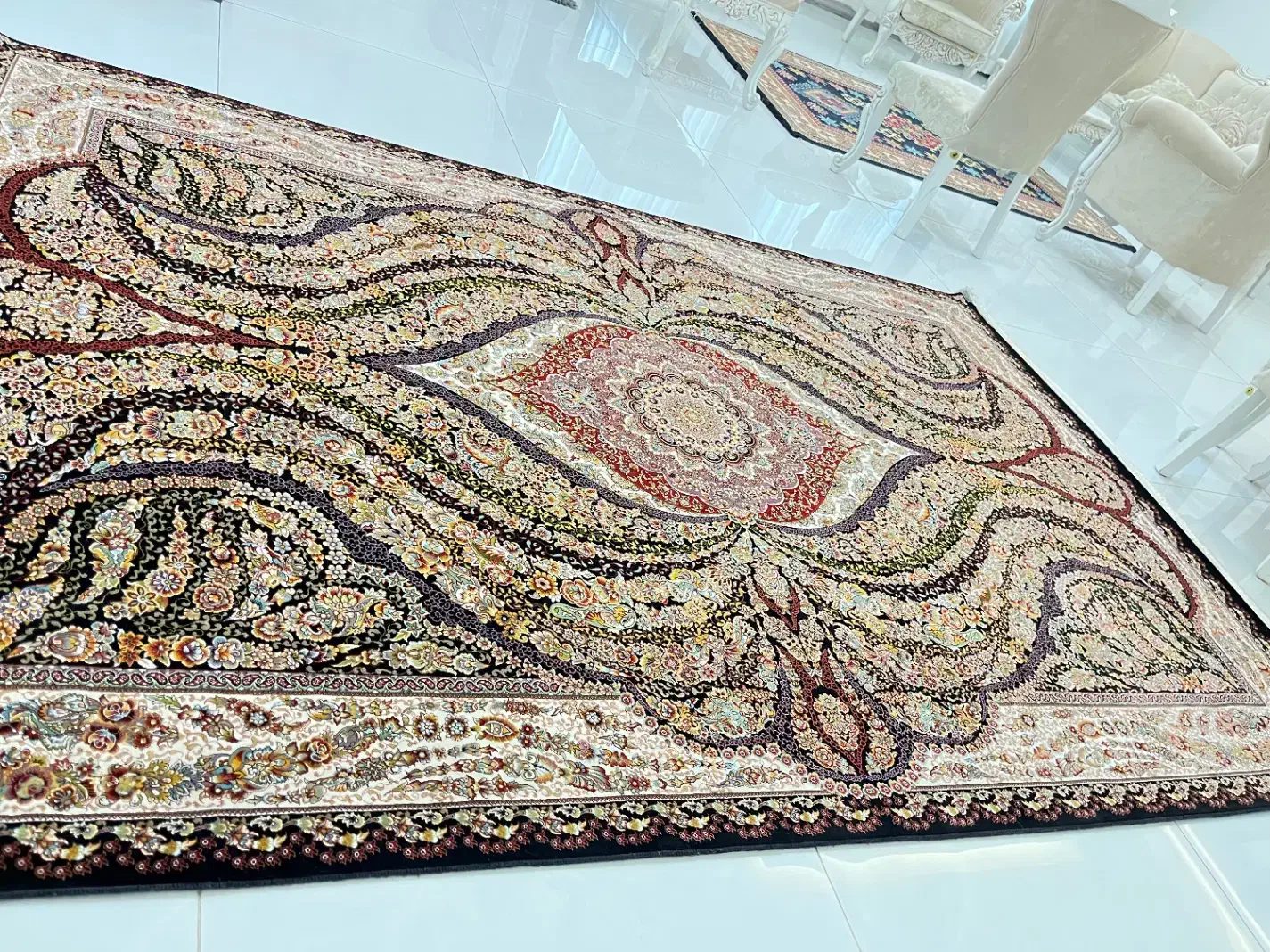 یک جفت فرش ۱۰۰۰شانه ۶متری شیک|فرش|لاهیجان, شیشه گران|دیوار