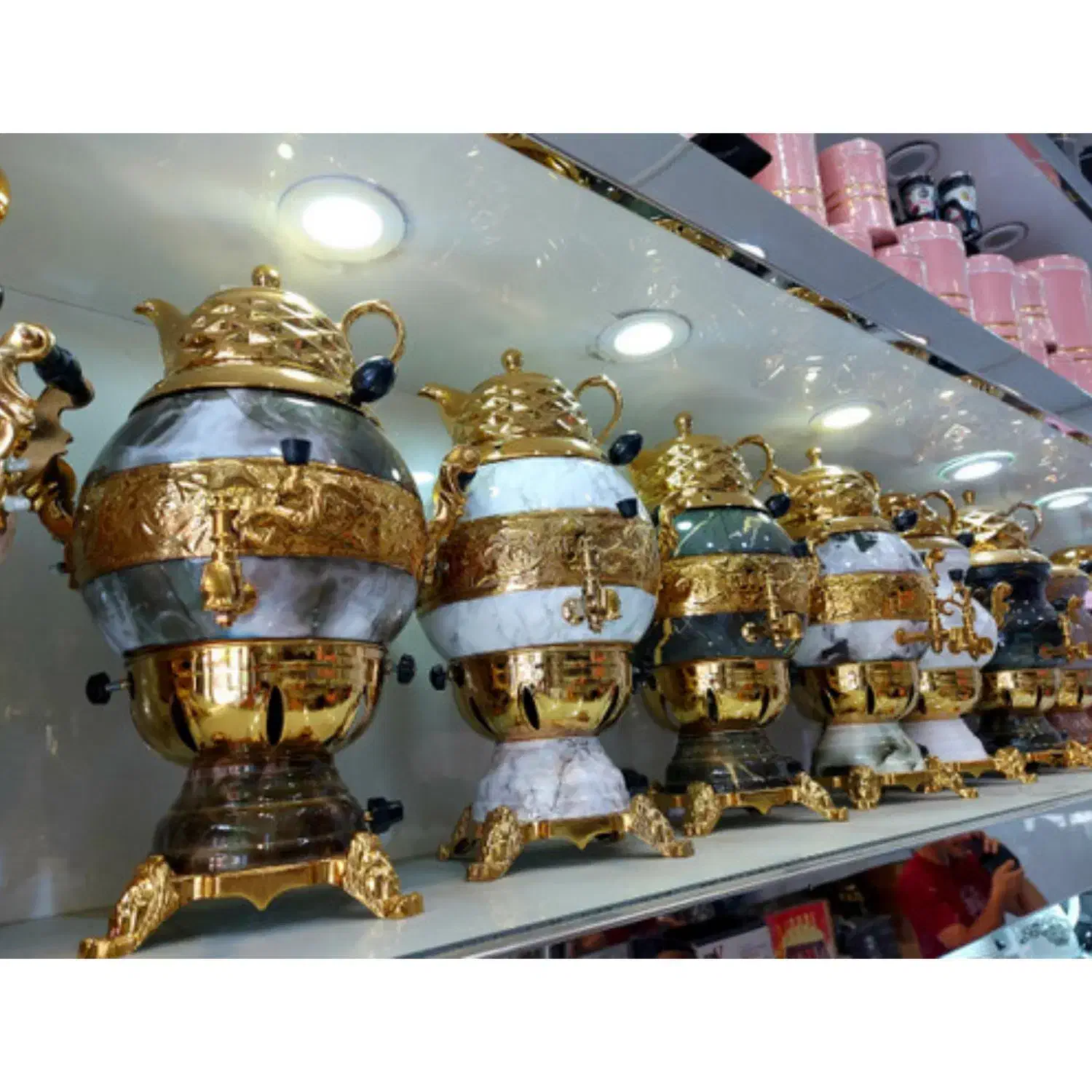 سماور گازی طرح سنگ طلایی و فیروزه ای سماورگازی|قوری، کتری، قهوه‌ساز دستی|یزد, |دیوار