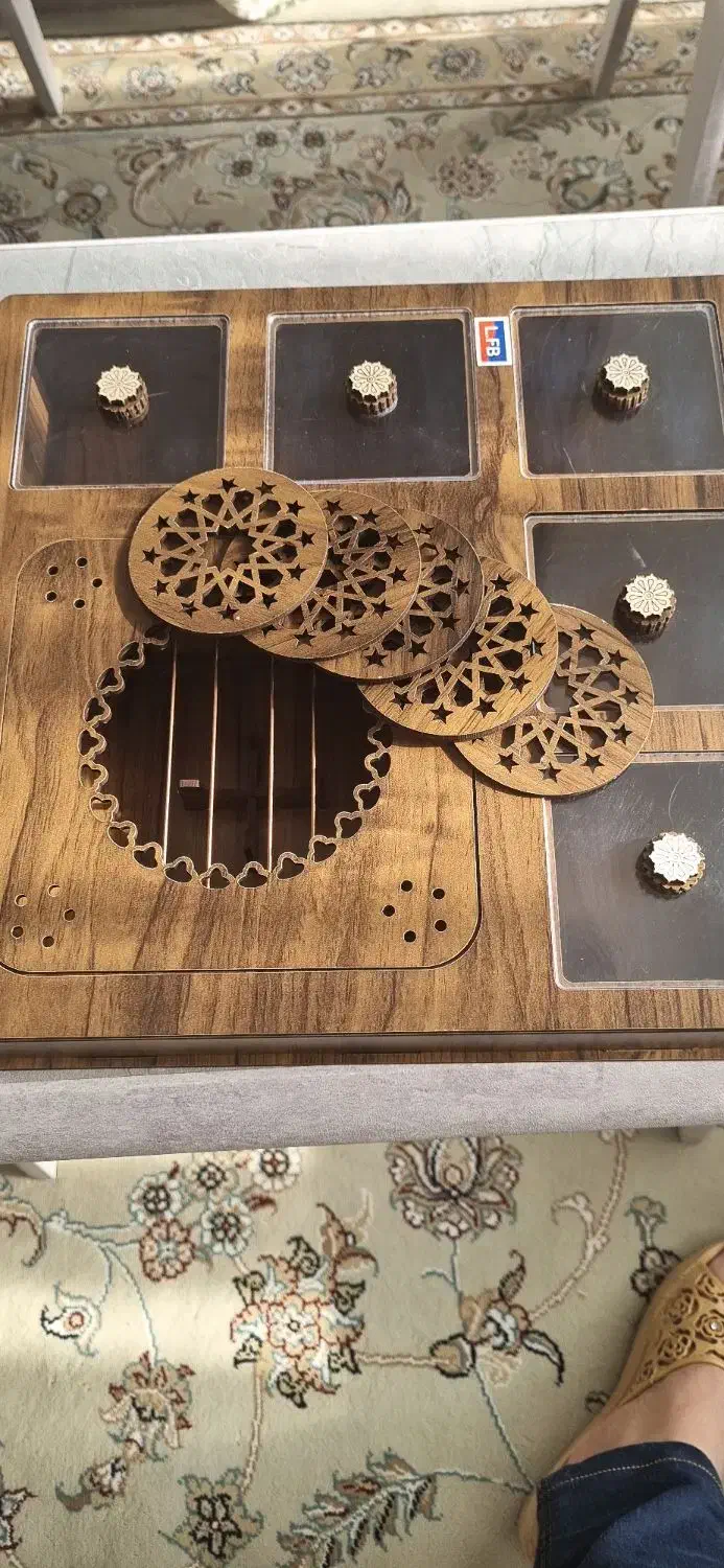 باکس دمنوش بعلاوه زیر لیوانی و بشقاب چوبی دکور|صنایع دستی و سایر لوازم تزئینی|تهران, آبشار تهران (دریاچه)|دیوار