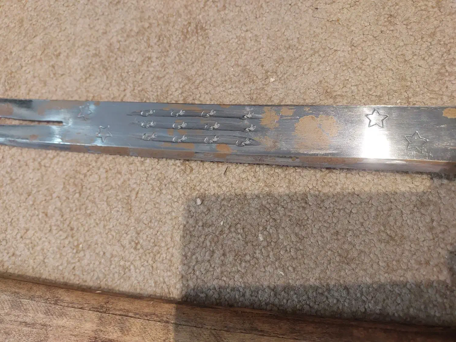 شمشیر دولبه ذوالفقار حکاکی شده غلاف چوبی|کلکسیون اشیاء عتیقه|تهران, زیبادشت|دیوار