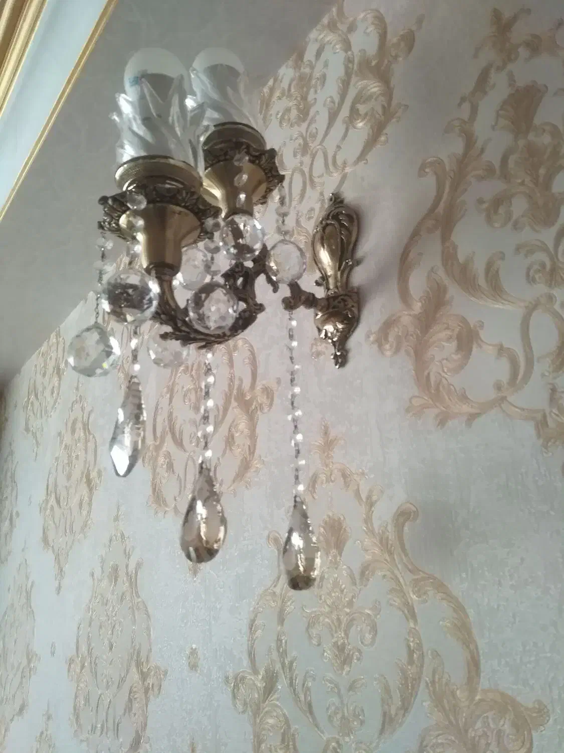 2 عدد برنز دیوار کوب|لوستر و چراغ آویز|میانه, |دیوار