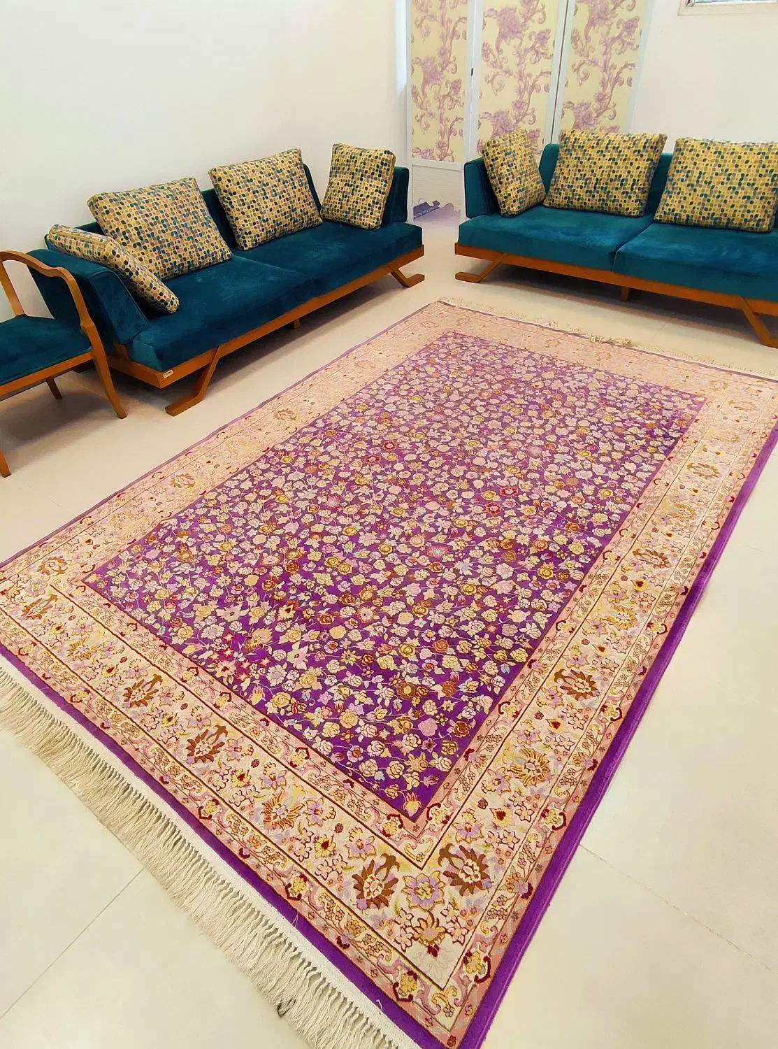 فرش ۶ متری ابریشم ماشینی شفقی تبریز ۱۰۰۰ شانه|فرش|کرج, فاز ۳ مهرشهر|دیوار