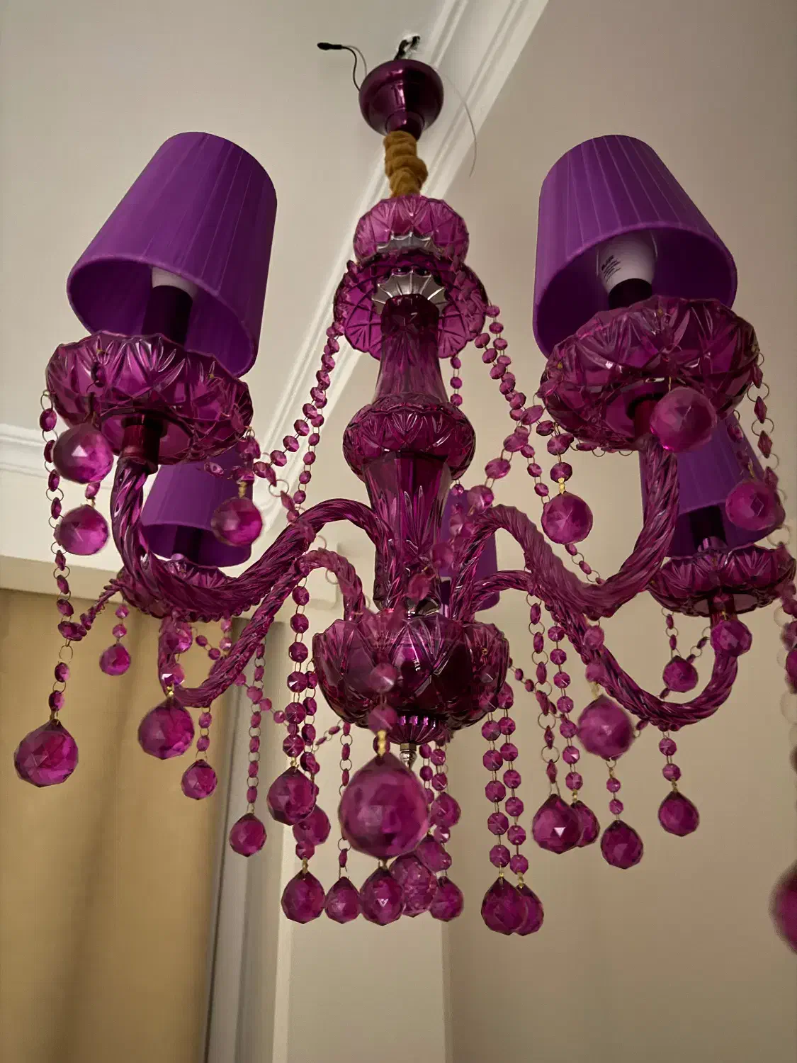 لوستر رنگی بنفش ۵ شاخه|لوستر و چراغ آویز|تهران, مجیدآباد|دیوار