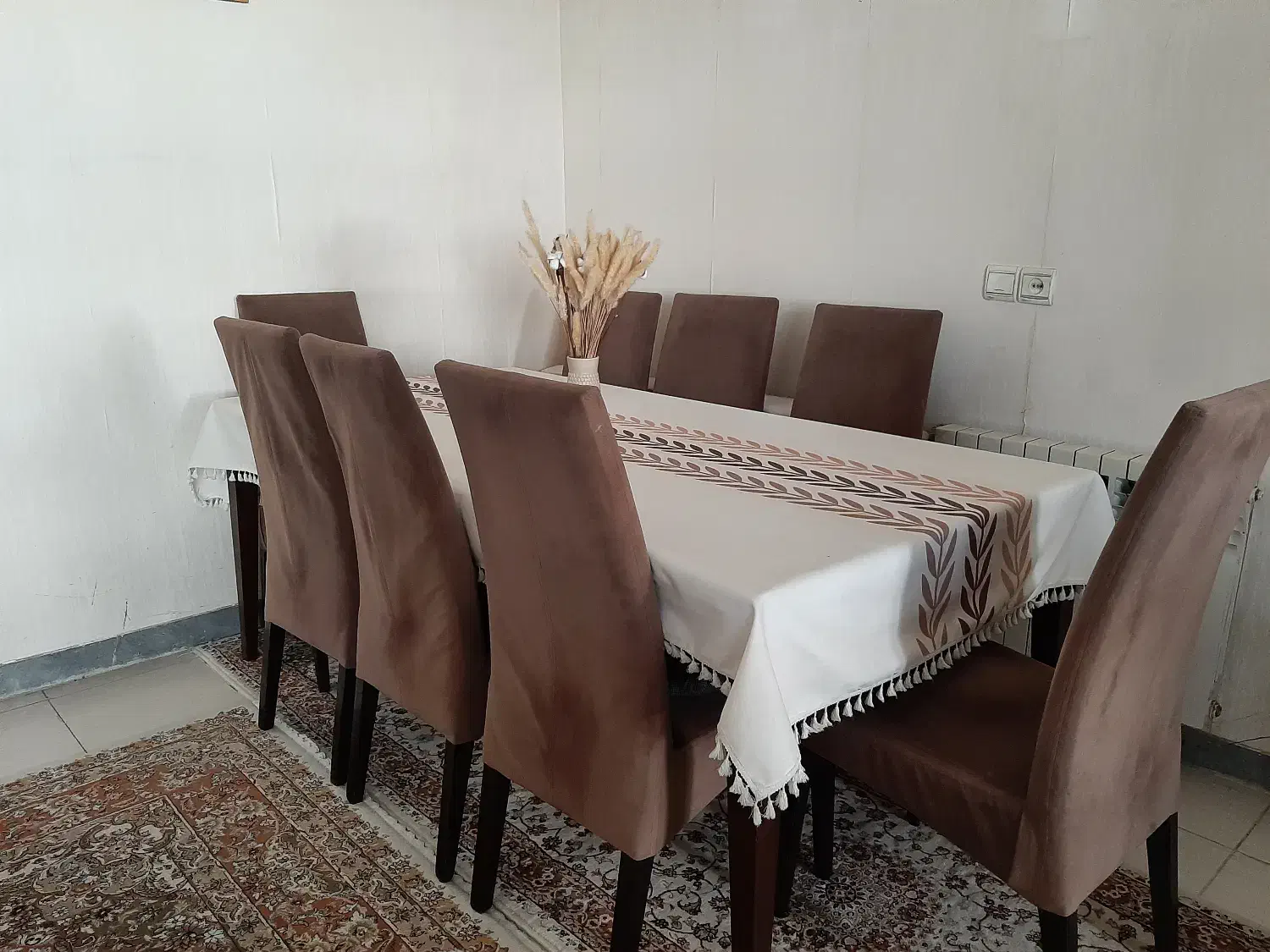 میز نهار خوری ۸ نفره چوب راش و ۸ صندلی|میز و صندلی غذاخوری|سنندج, |دیوار