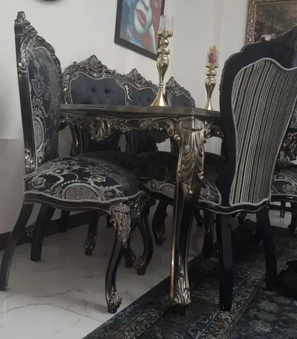 غذاخوری هشت نفره جنس عالی سالم ونو سرمه ای|میز و صندلی غذاخوری|خرم‌آباد, |دیوار