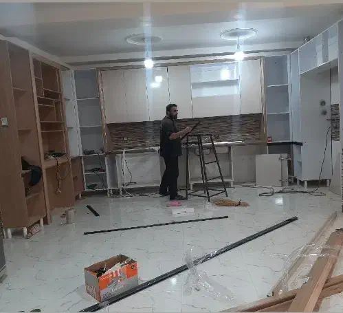 کابینت کمد دیواری|کتابخانه، شلف، قفسههای دیواری|صحنه, |دیوار