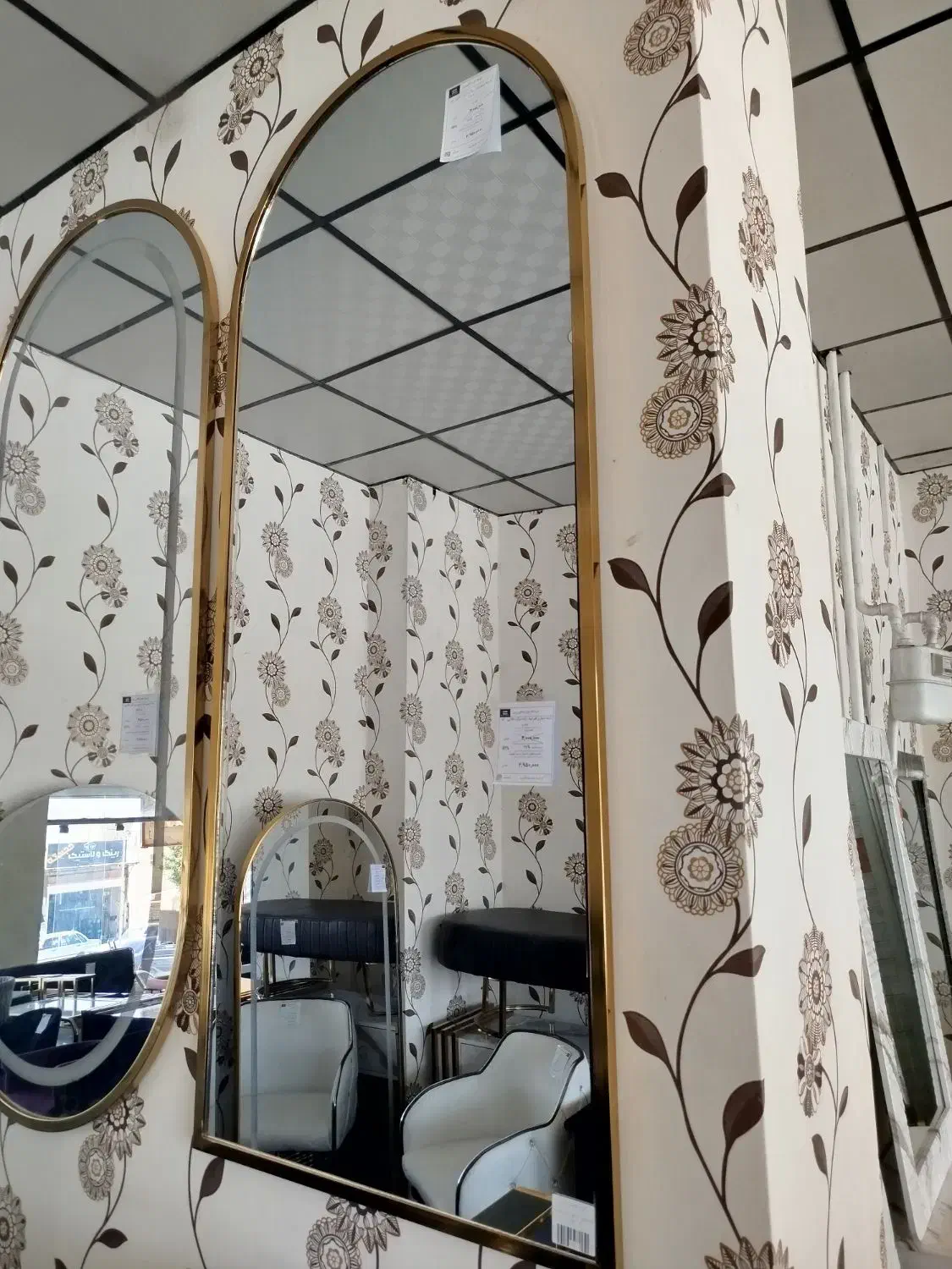 آینه دیواری فورتیک دو سر گرد طلایی زرکالا|آینه|یاسوج, |دیوار