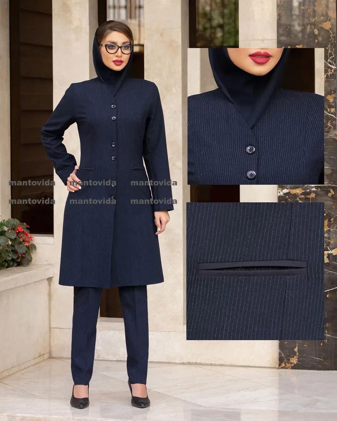 مانتو وشلوار اداری دیپلمات سرمه ای|لباس|ساوه, |دیوار