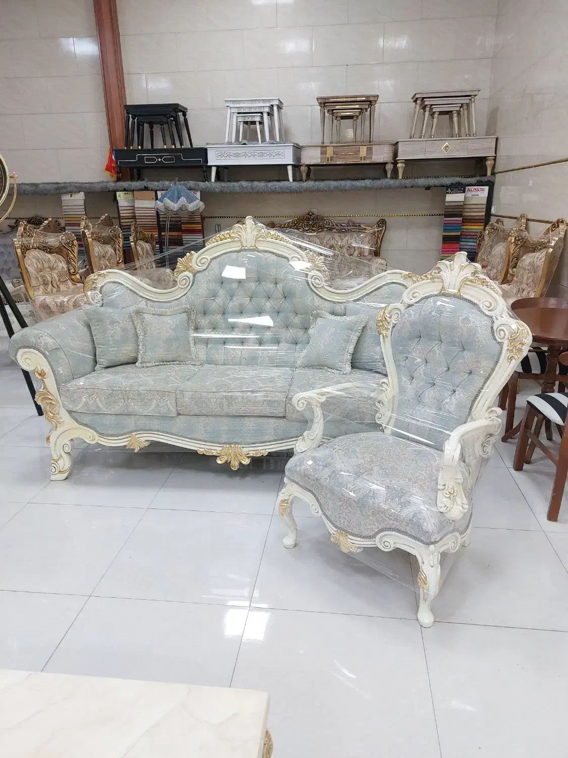 مبلمان استیل کلاسیک ۹نفره راش گرجستان مدل نیکودرحد|مبلمان خانگی و میز عسلی|تنکابن, |دیوار