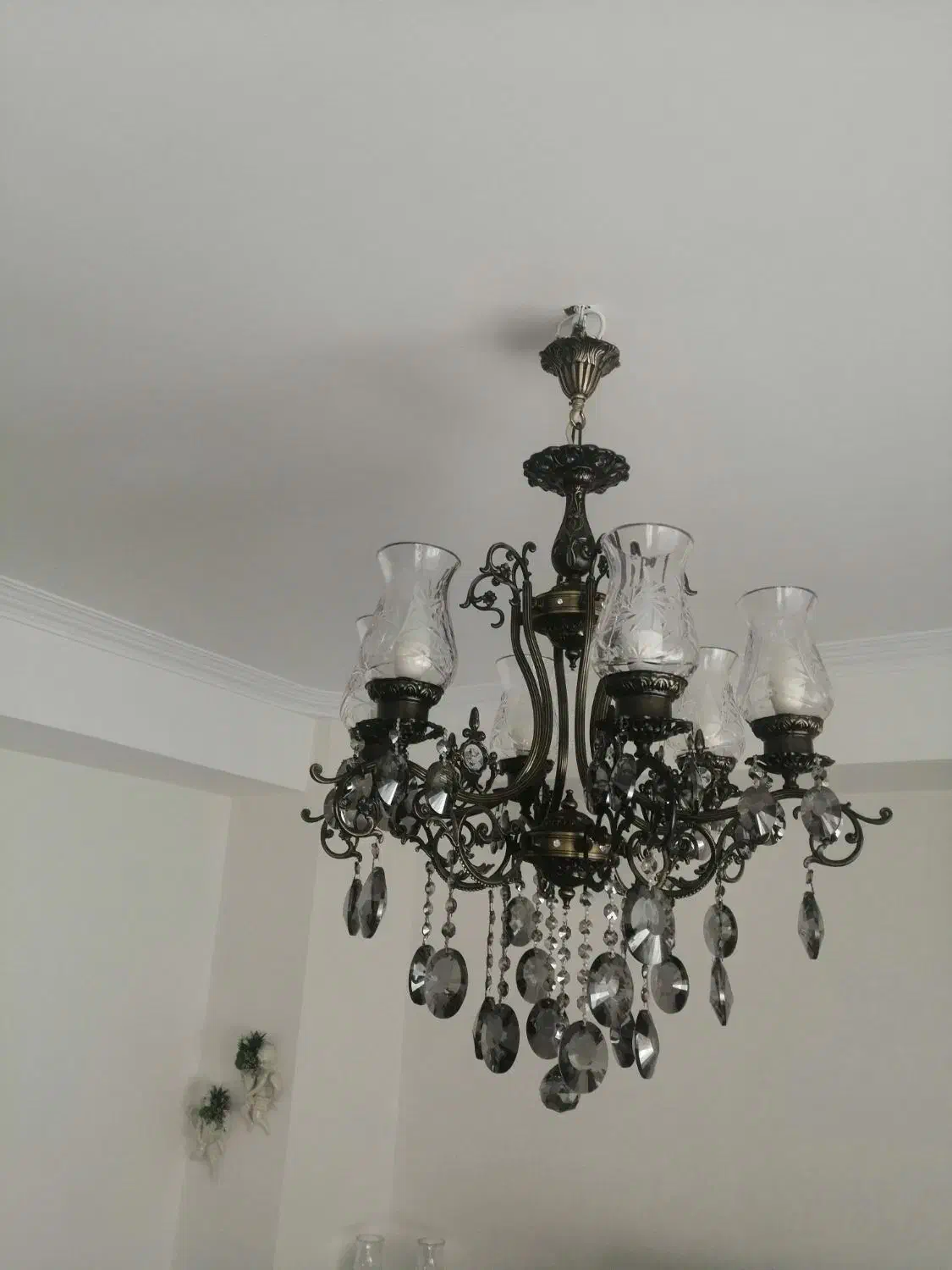 لوستر برنز زیتونی ،استیل سلیور و گلد|لوستر و چراغ آویز|تبریز, |دیوار