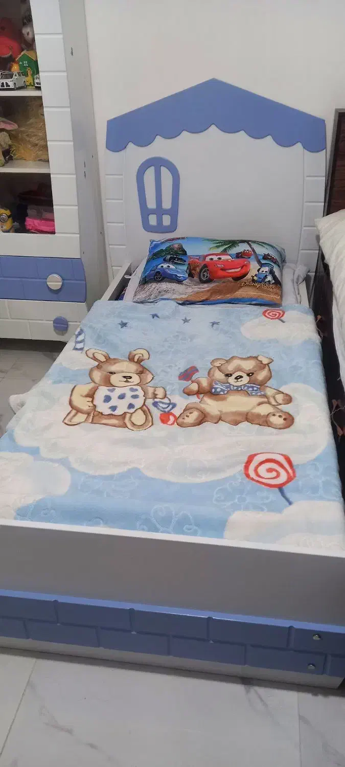 تخت وکمد کودک مدل کلبه|تخت و سرویس خواب|قوچان, |دیوار