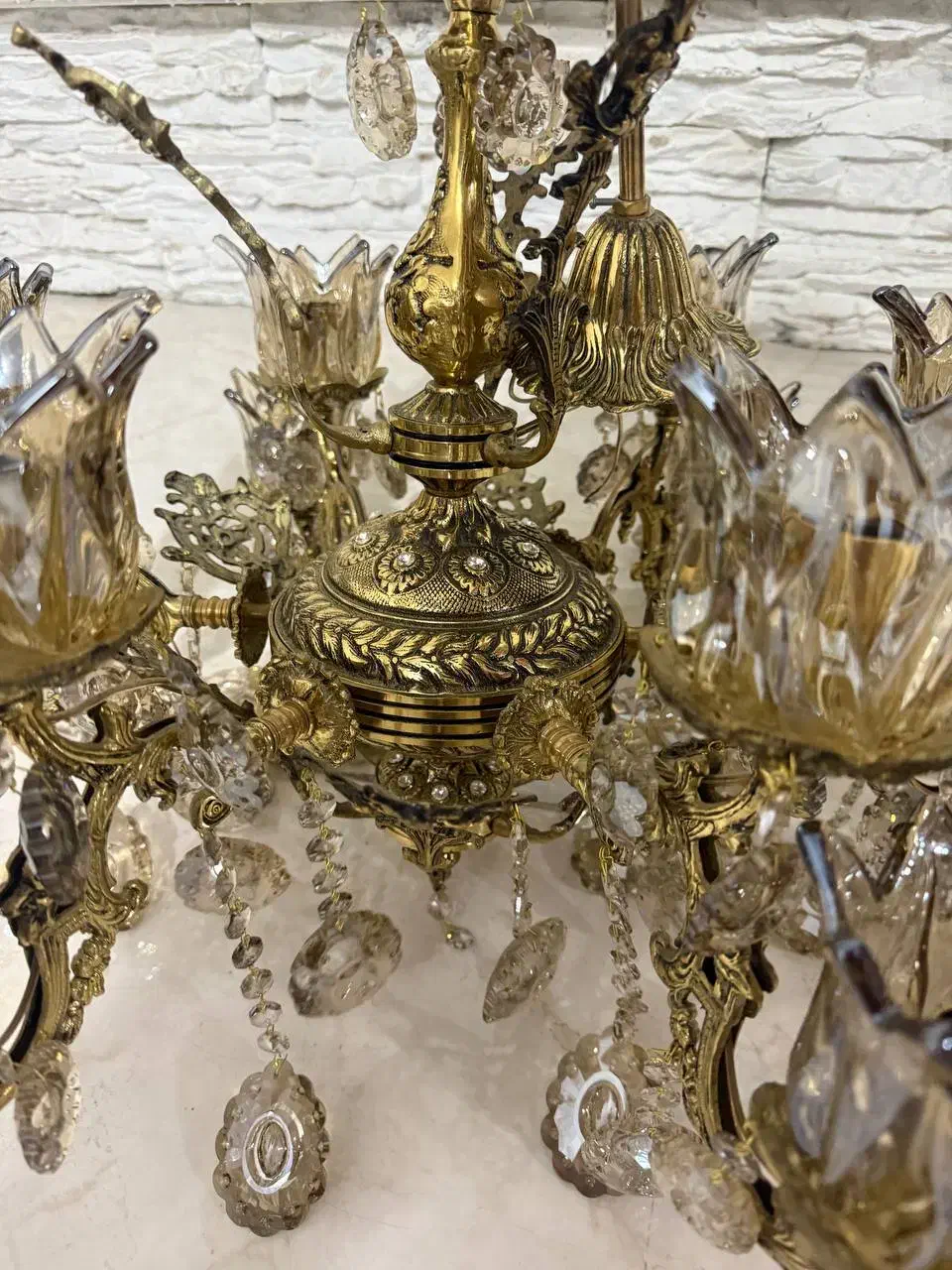 لوستر ۶شعله چشمه ی نور تمام برنز سنگین درحدنو|لوستر و چراغ آویز|خوی, |دیوار