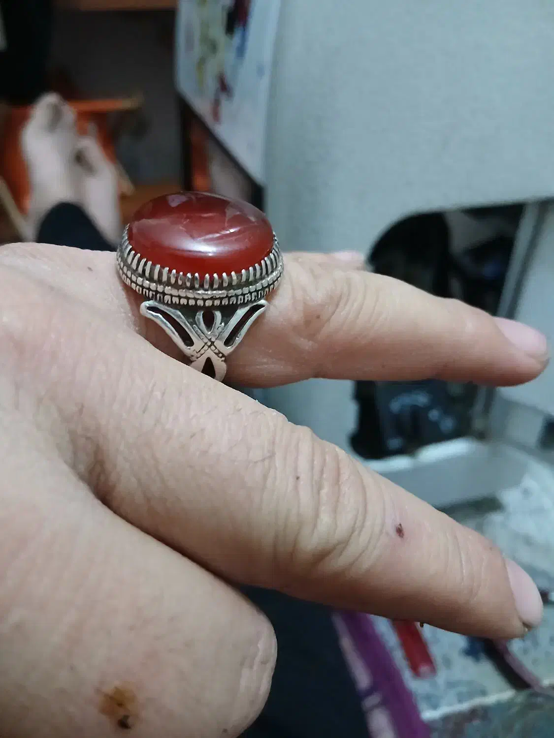 انگشتر نقره قدیمی رکاب دست|جواهرات|خمینی‌شهر, |دیوار