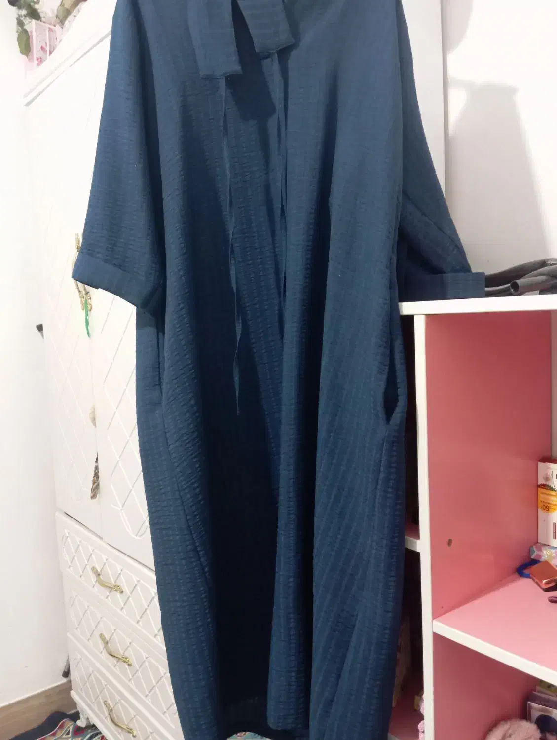 سرافون سرمه ای کمربند دار بلند|لباس|فردیس, شهرک شهید حسینی|دیوار