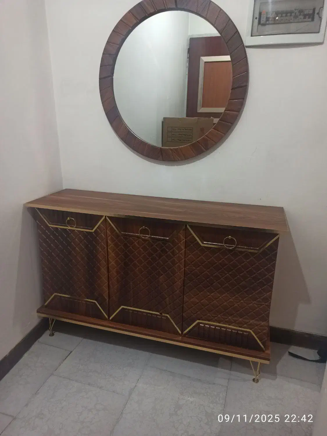 آینه کنسول چوبی|بوفه، ویترین، کنسول|همدان, |دیوار