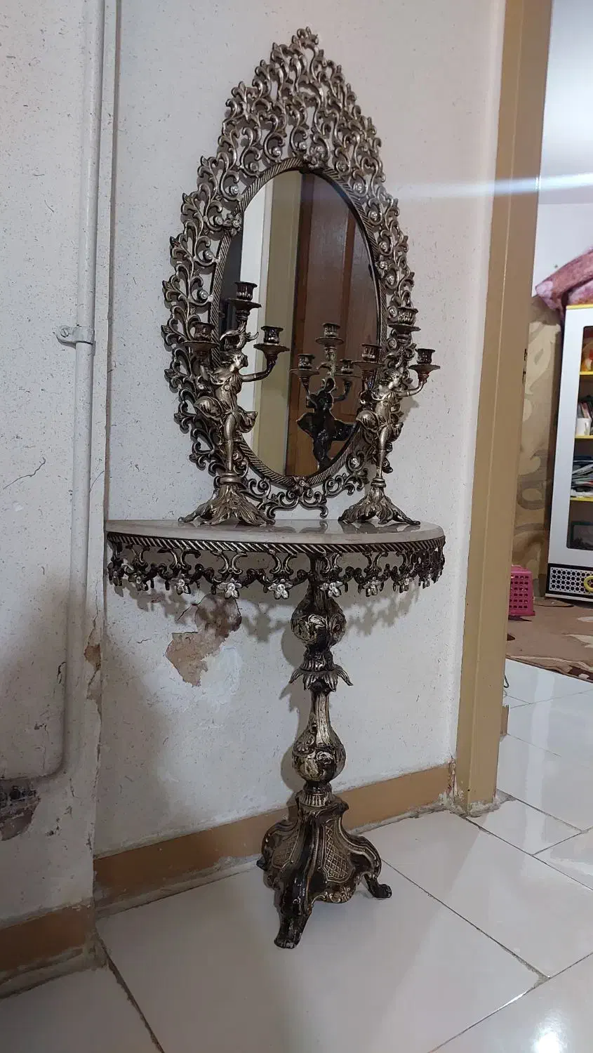 اینه و شمعدان شیک|صنایع دستی و سایر لوازم تزئینی|فولادشهر, B8|دیوار