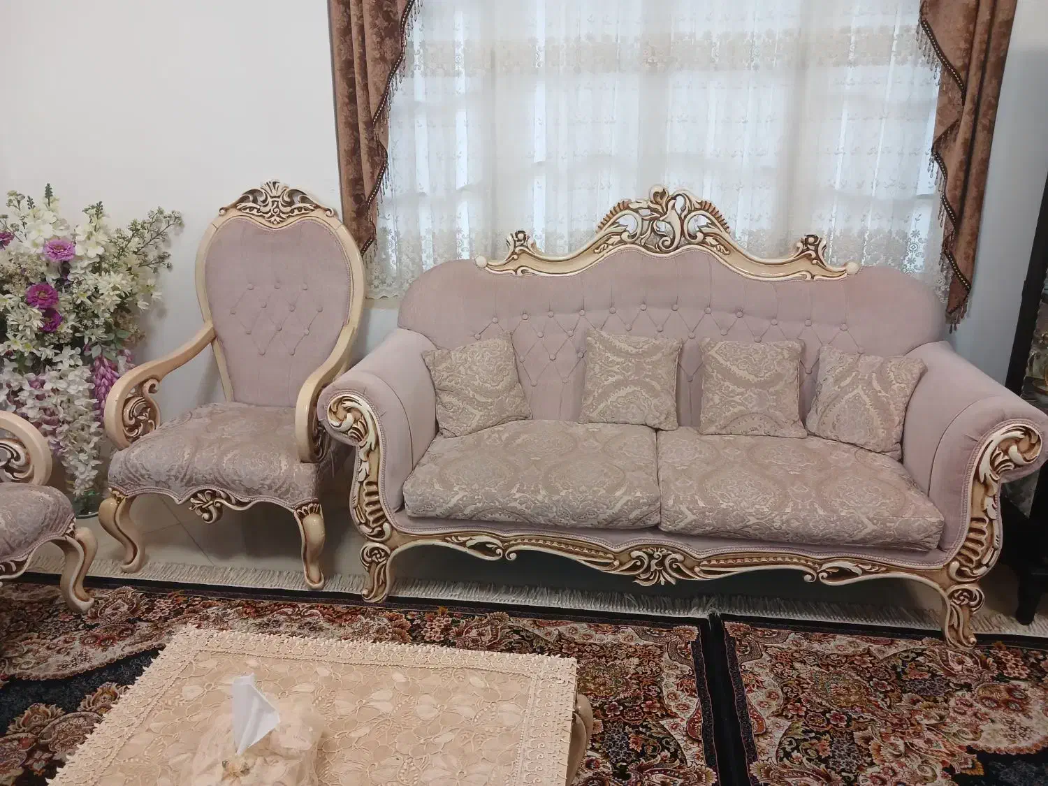 مبل سلطنتی با چوب راش|مبلمان خانگی و میز عسلی|شیراز, شیشه‌گری|دیوار