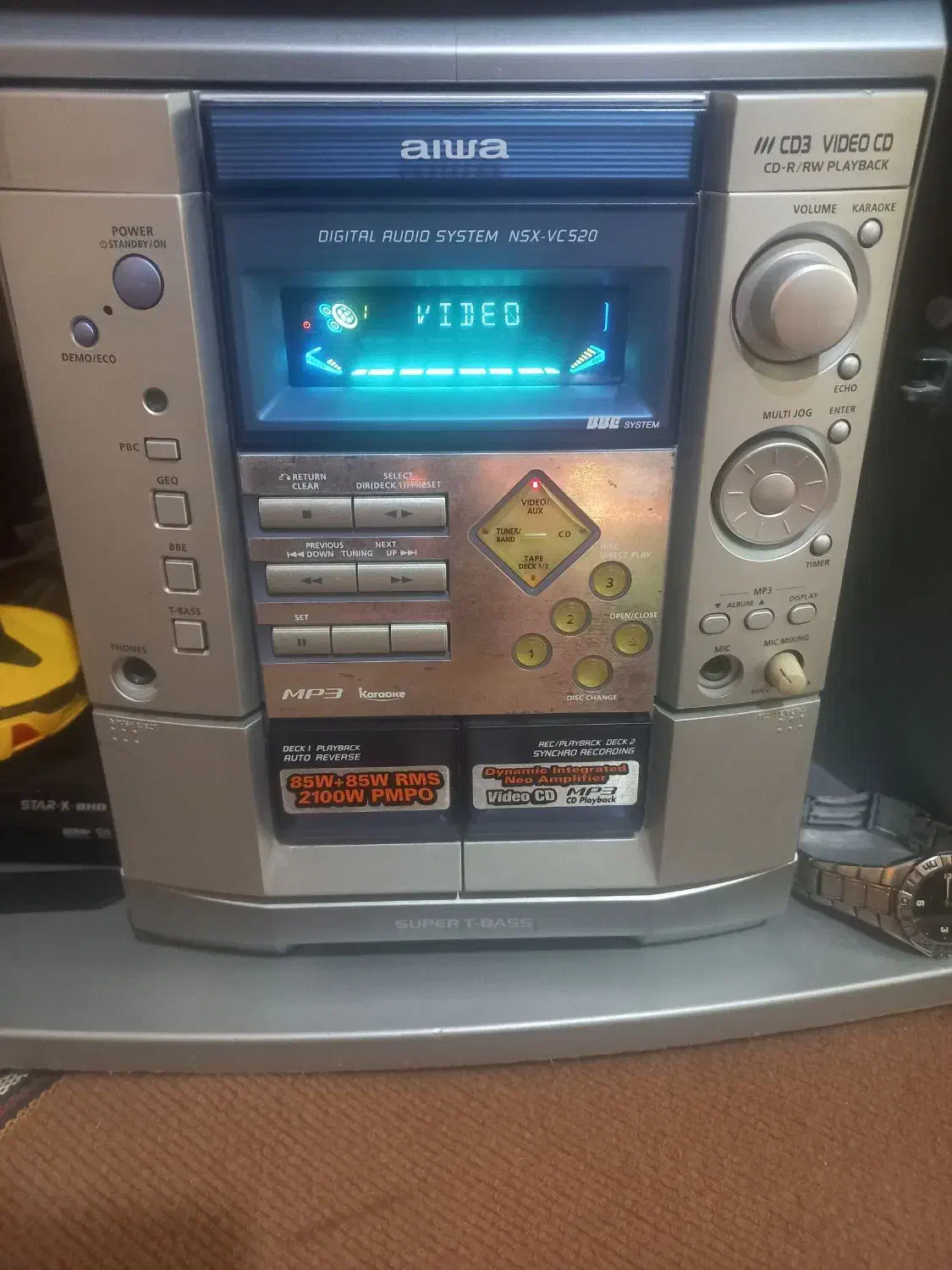 کلگی سیستم صوتی وتصویری aiwa اصل ژاپن.2100watt|سیستم صوتی خانگی|آق قلا, |دیوار