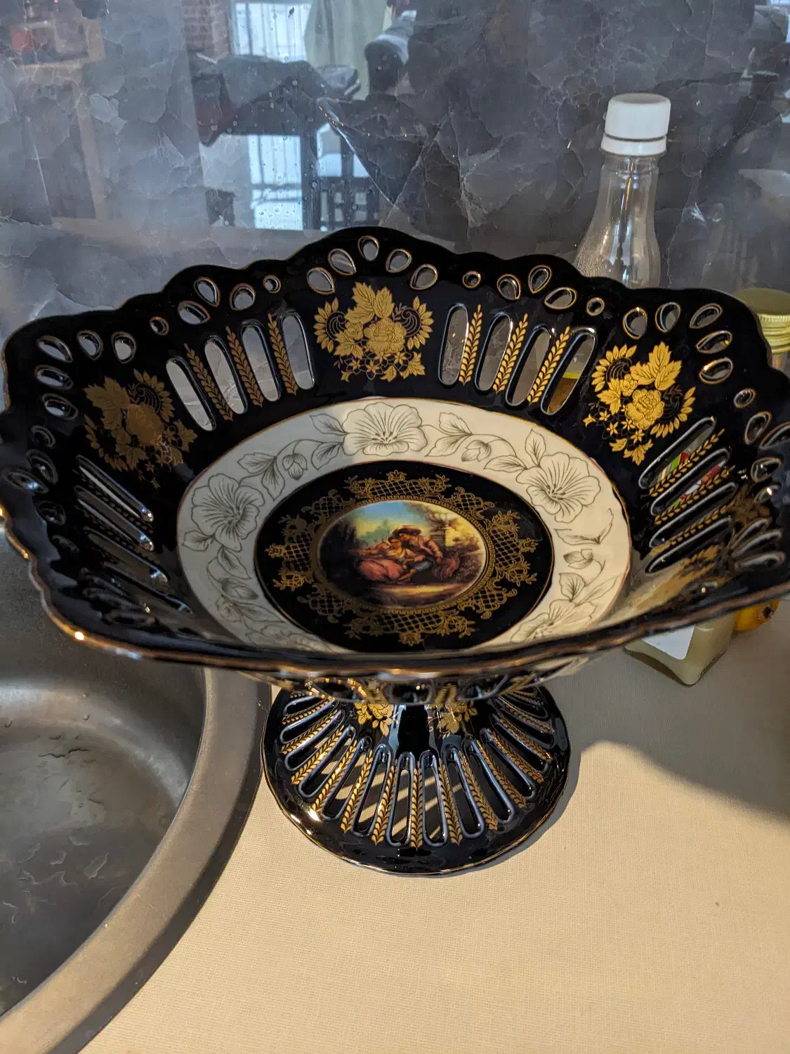 میوه خوری پایه دار سرمه ای|ظروف سرو و پذیرایی|رشت, گلباغ نماز|دیوار