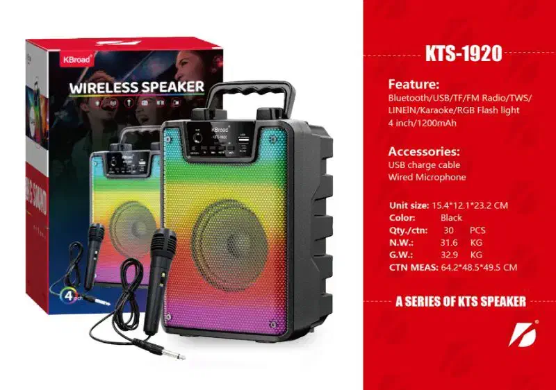 اسپیکر قابل حمل رقص نور بهمراه میکروفون kts 1920|لوازم جانبی موبایل و تبلت|قزوین, |دیوار