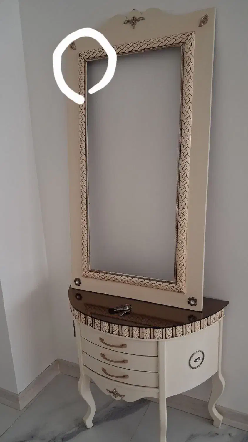 اینه کنسول وساعت ایستاده|بوفه، ویترین، کنسول|گلبهار, شهر جدید گلبهار|دیوار