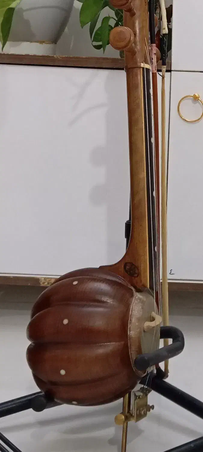 کمانچه با تزئینات ابنوس و شاخ|سازهای سنتی|قوچان, |دیوار