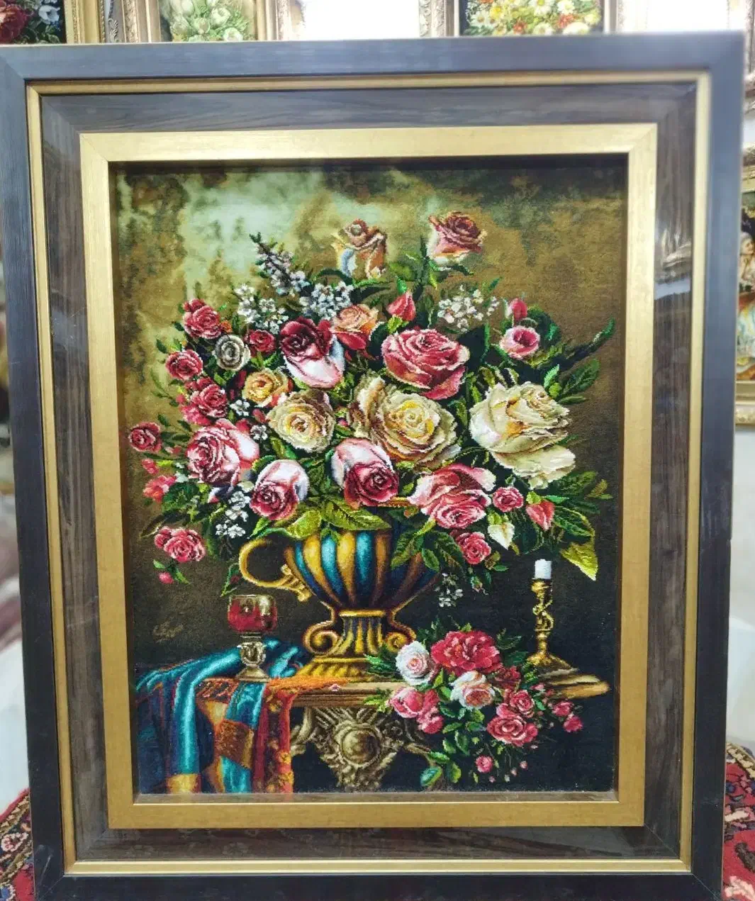 تابلو فرش چله ابریشم گل/تابلو فرش بینظیر نقدواقساط|تابلو فرش|تهران, بوستان جنگلی لویزان|دیوار