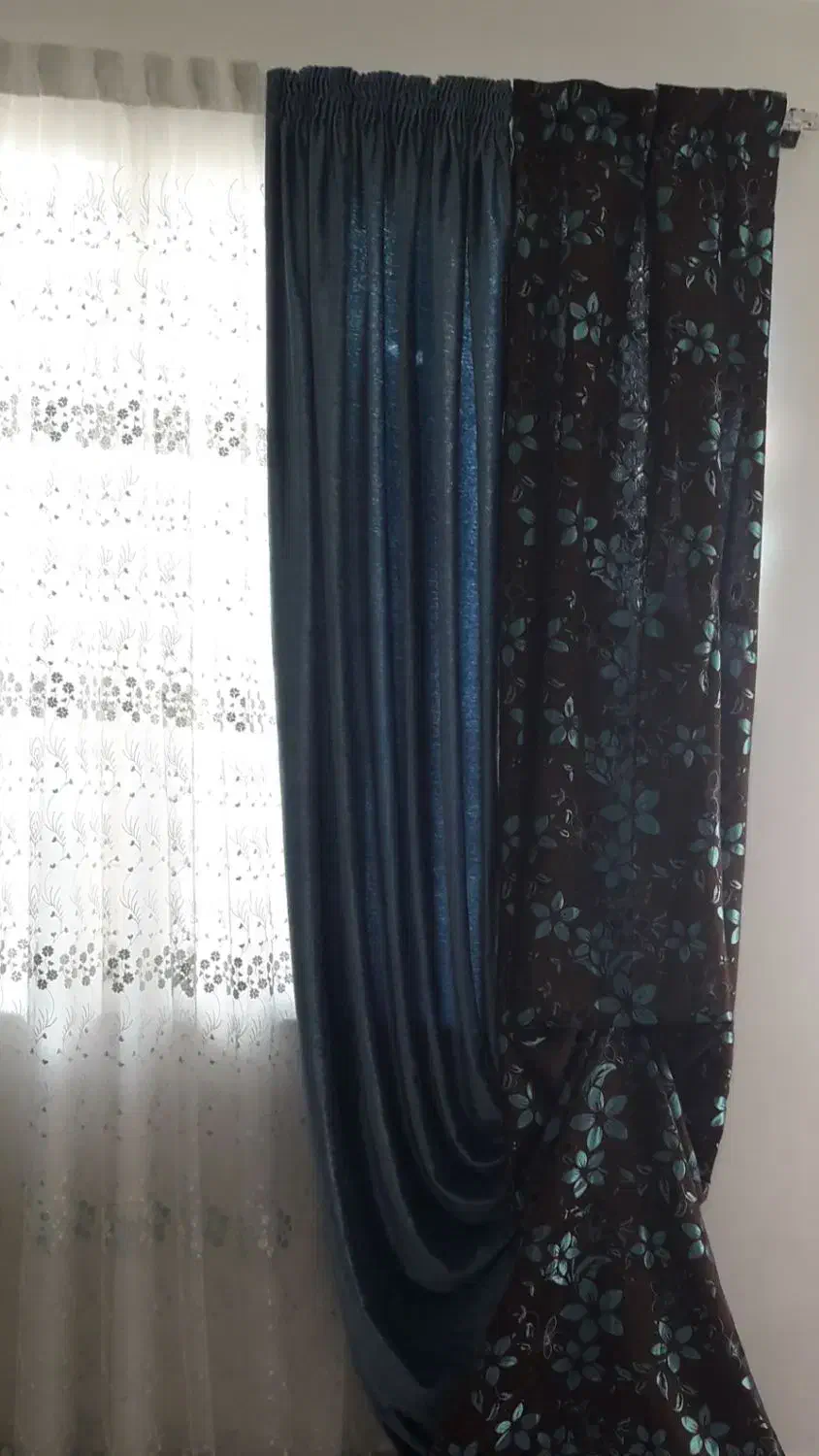 پرده توری گلدار|پرده، رانر، رومیزی|آبیک, |دیوار