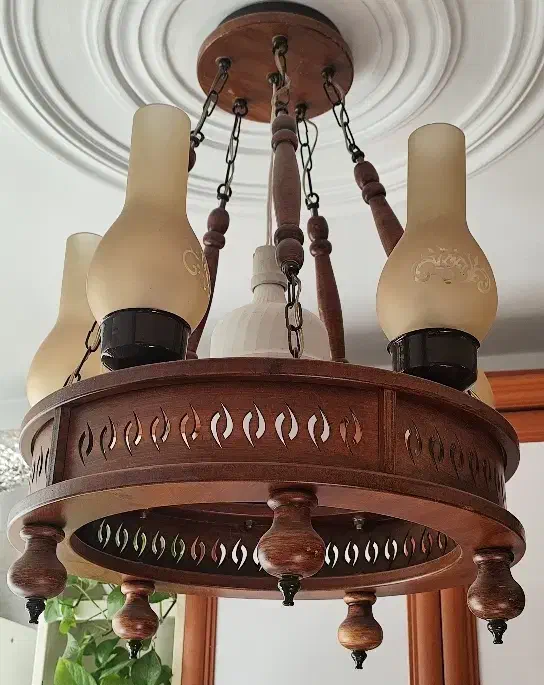 لوستر 5شاخ چوبی|لوستر و چراغ آویز|تهران, خلیج فارس|دیوار