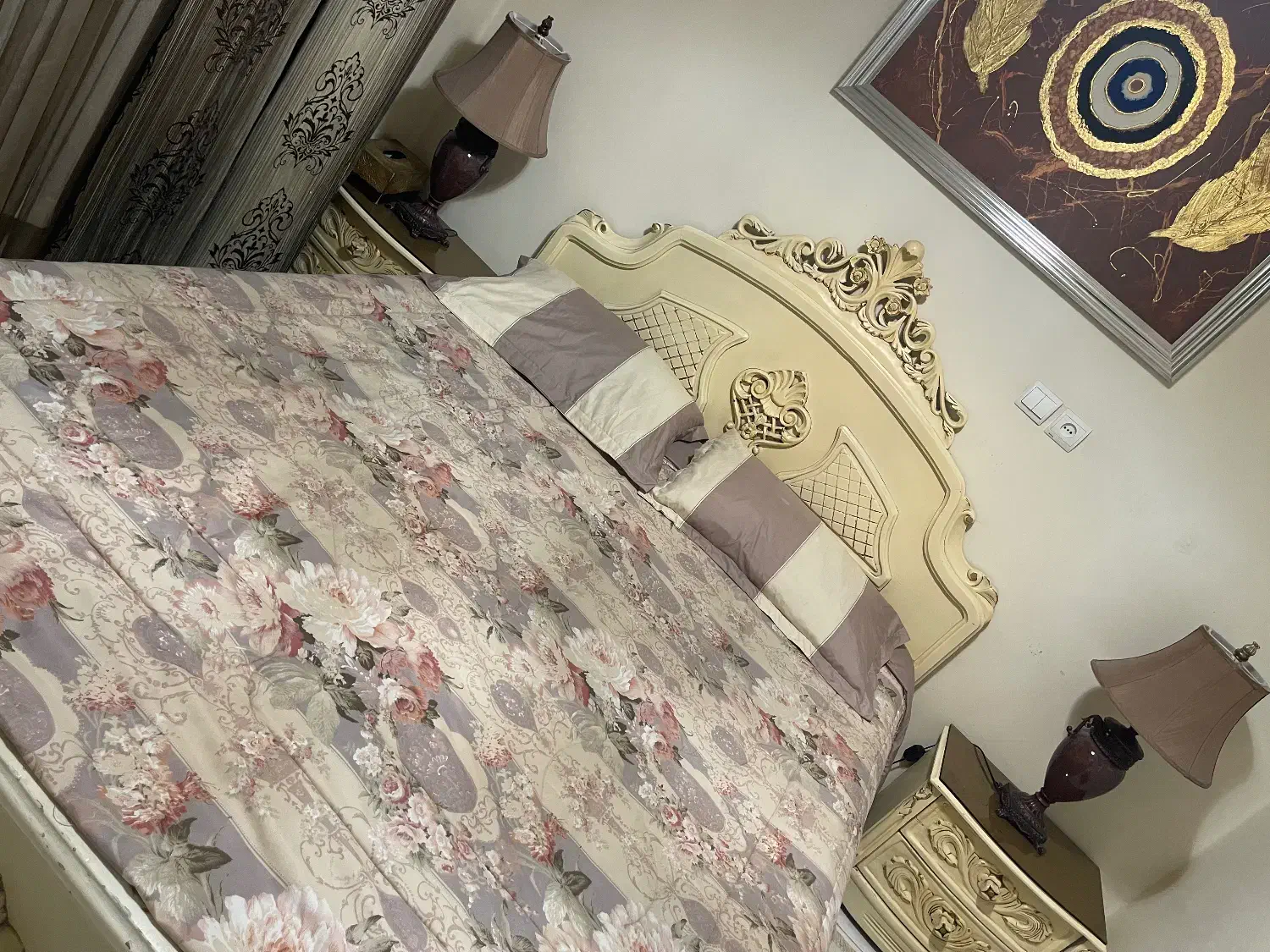 تخت خواب دو نفره با پاتختی|تخت و سرویس خواب|تهران, آشتیانی|دیوار