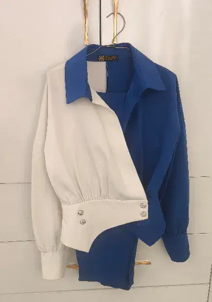 شومیز شلوار رنگ آبی کاربنی سفید با شلوار سایز ۳۸|لباس|پردیس, فاز ۸|دیوار