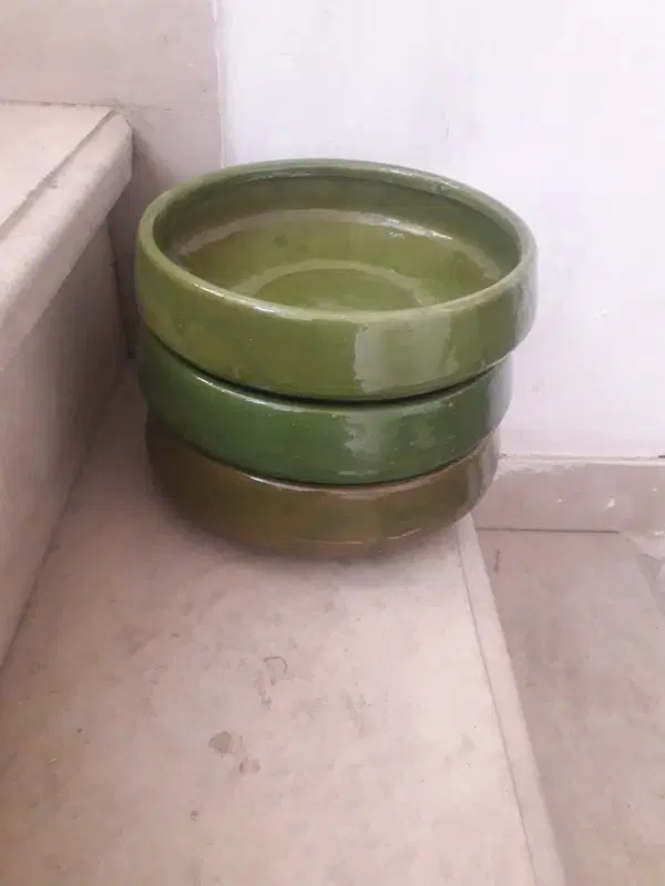 سه ظرف بزرگ سفالی رنگ سبز سالم بدن شکستگی|ظروف نگهدارنده، پلاستیکی، یکبارمصرف|تهران, پونک|دیوار