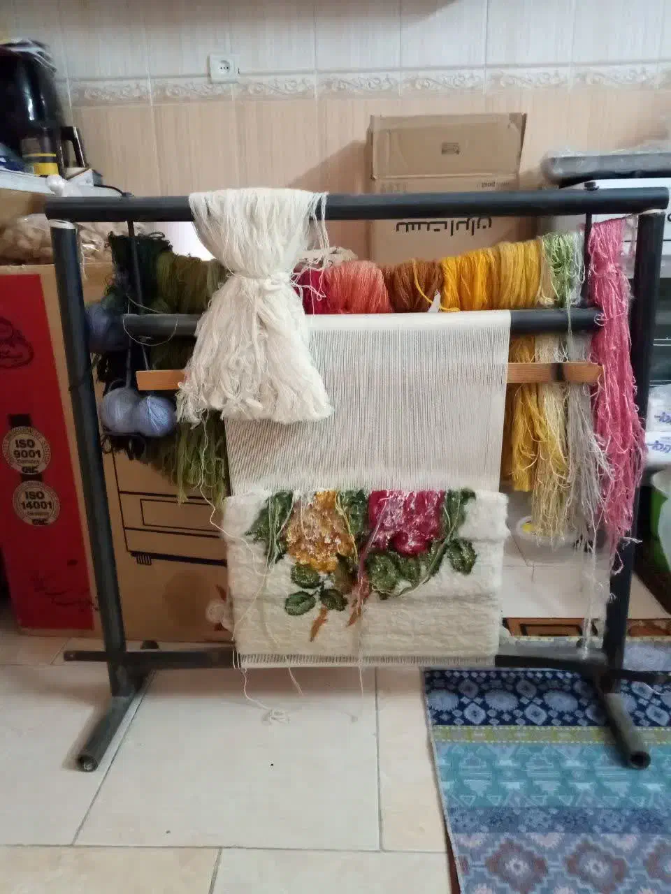 تابلو فرش نصف بافته شده|تابلو فرش|یزد, |دیوار