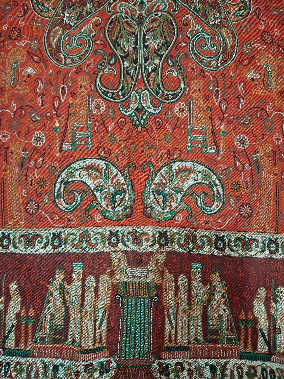 رومیزی ترمه مربع ابریشم مدل کتیبه|پرده، رانر، رومیزی|رشت, بوسار|دیوار