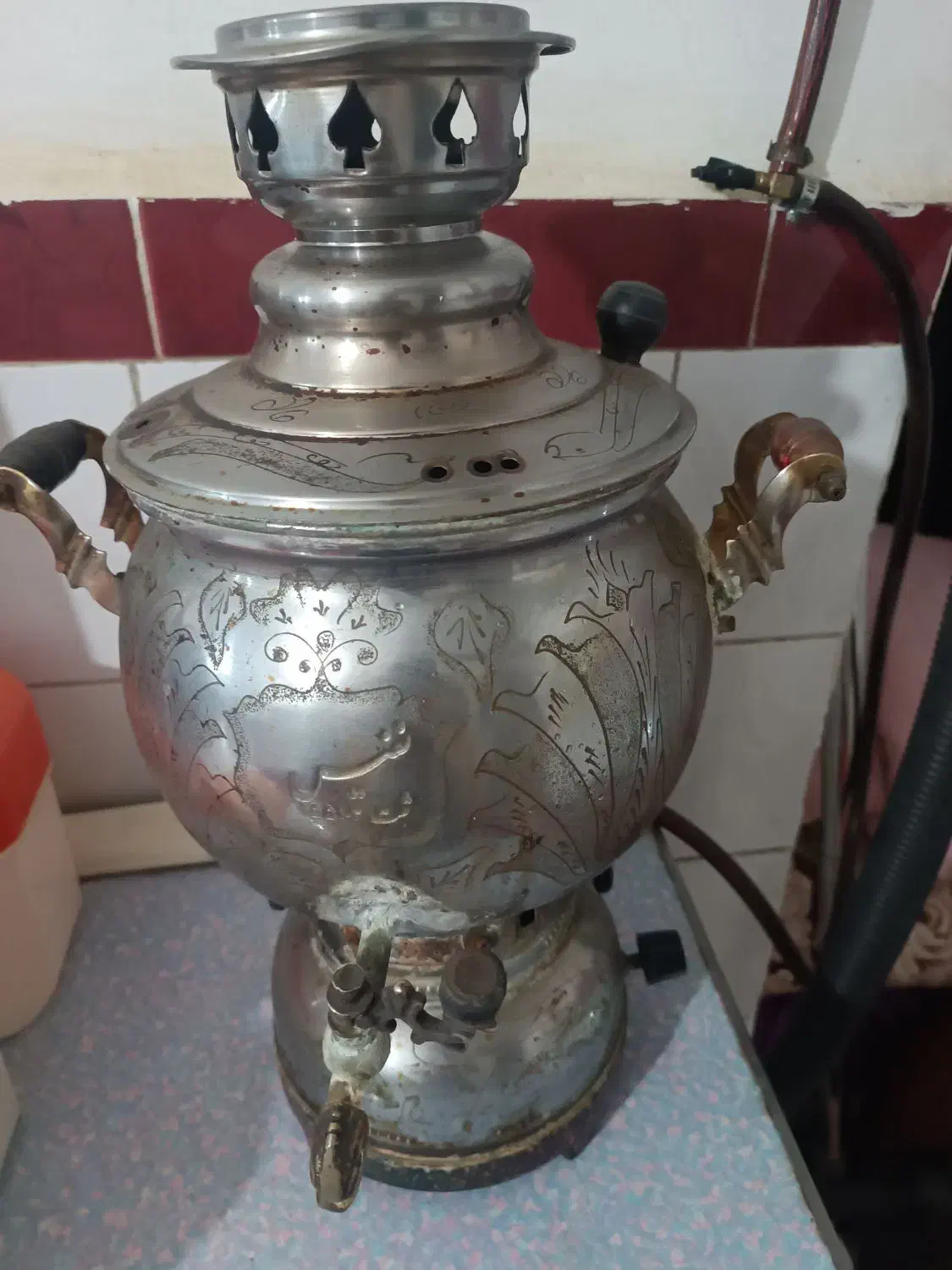 سماور ۳ لیتری گازی|سماور، چای‌ساز، قهوه‌ساز|گرمی, |دیوار