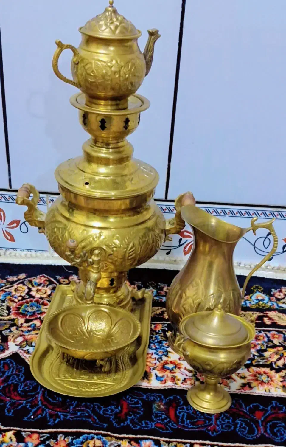 ست سماور جنس برنج|سماور، چای‌ساز، قهوه‌ساز|دورود, |دیوار