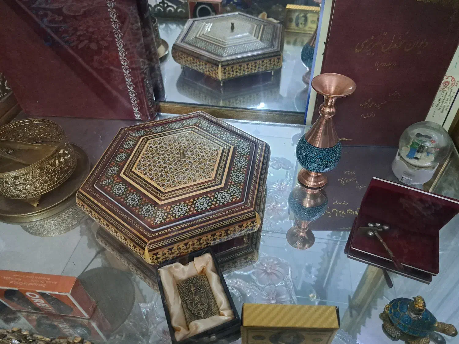 ظرف شکلات خوری شش ضلعی خاتم کاری|صنایع دستی و سایر لوازم تزئینی|تبریز, |دیوار