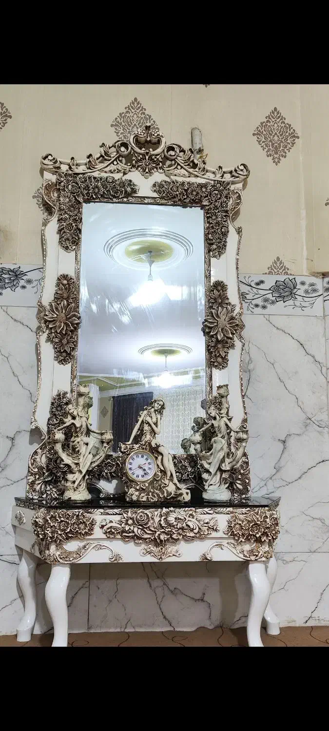 آینه شمعدون سلطنتی|بوفه، ویترین، کنسول|چهاردانگه (تهران), |دیوار