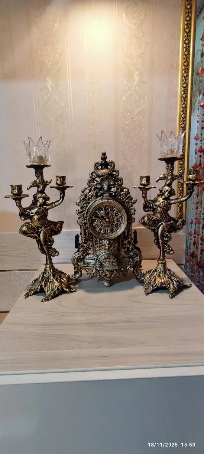 ساعت ودوتا شمعدان فرشته|ساعت دیواری و تزئینی|فارسان, |دیوار