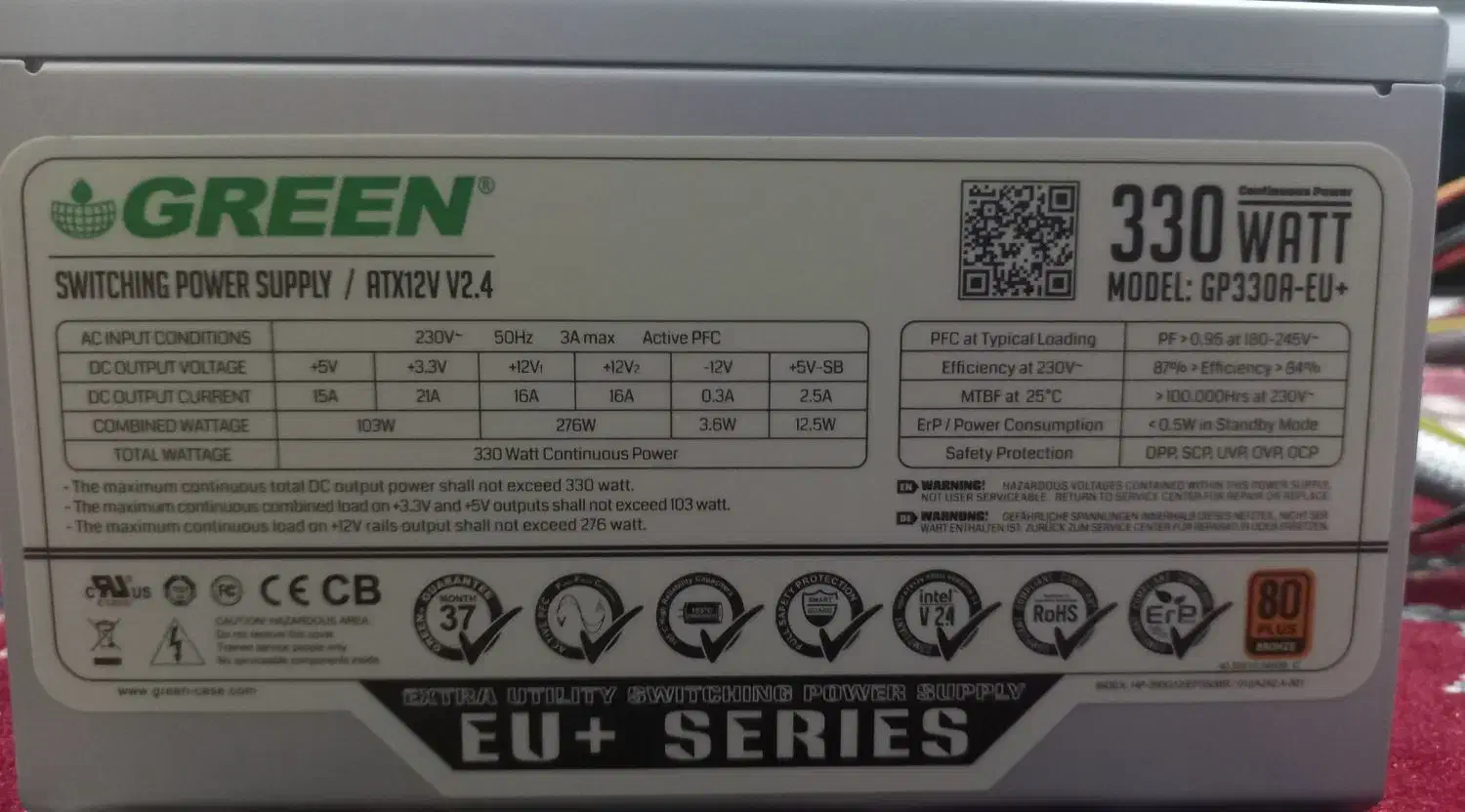 پاور ۳۳۰ وات گرین|قطعات و لوازم جانبی رایانه|یاسوج, |دیوار