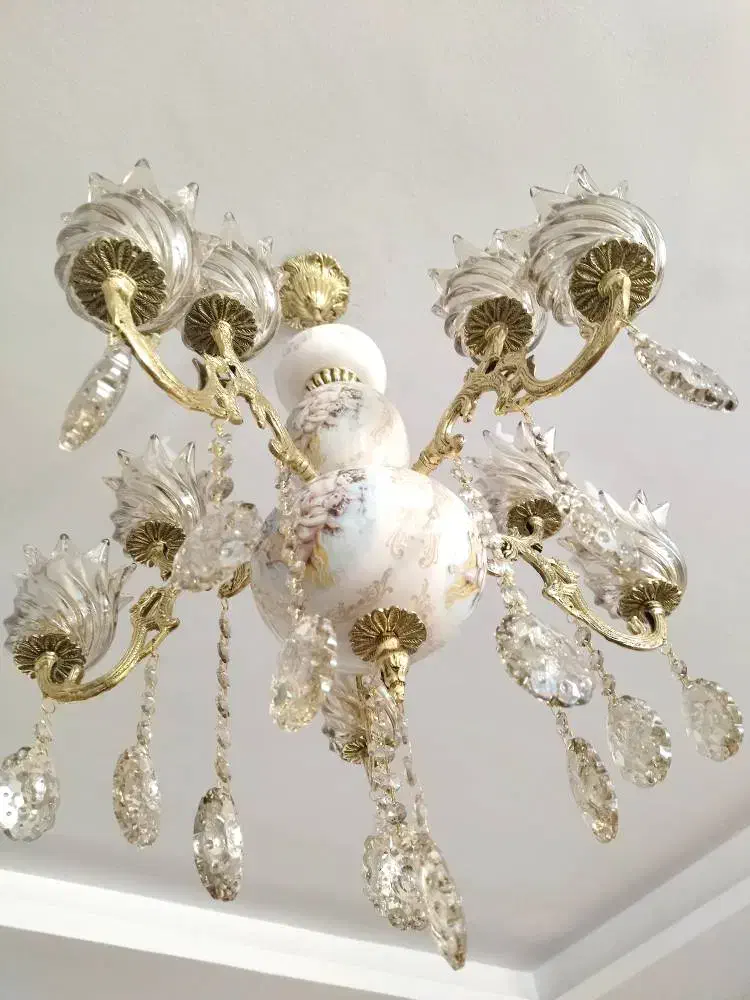 دوعددلوستربرنجی وسرامیک پنج شاخه|لوستر و چراغ آویز|فردیس, شهرک شهید حسینی|دیوار