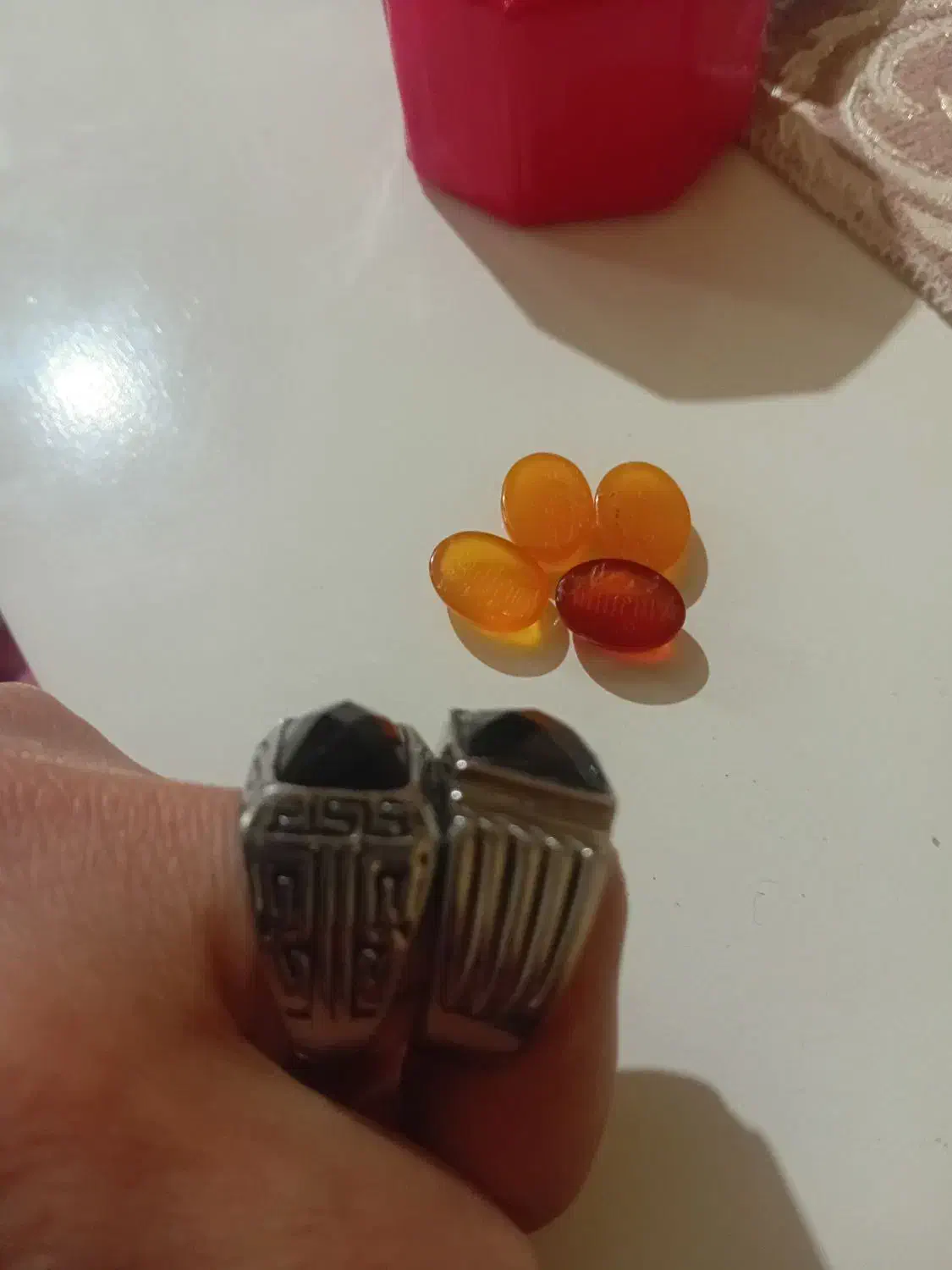 انگشتر استیل و سنگ عقیق زرد|بدلیجات|اراک, |دیوار