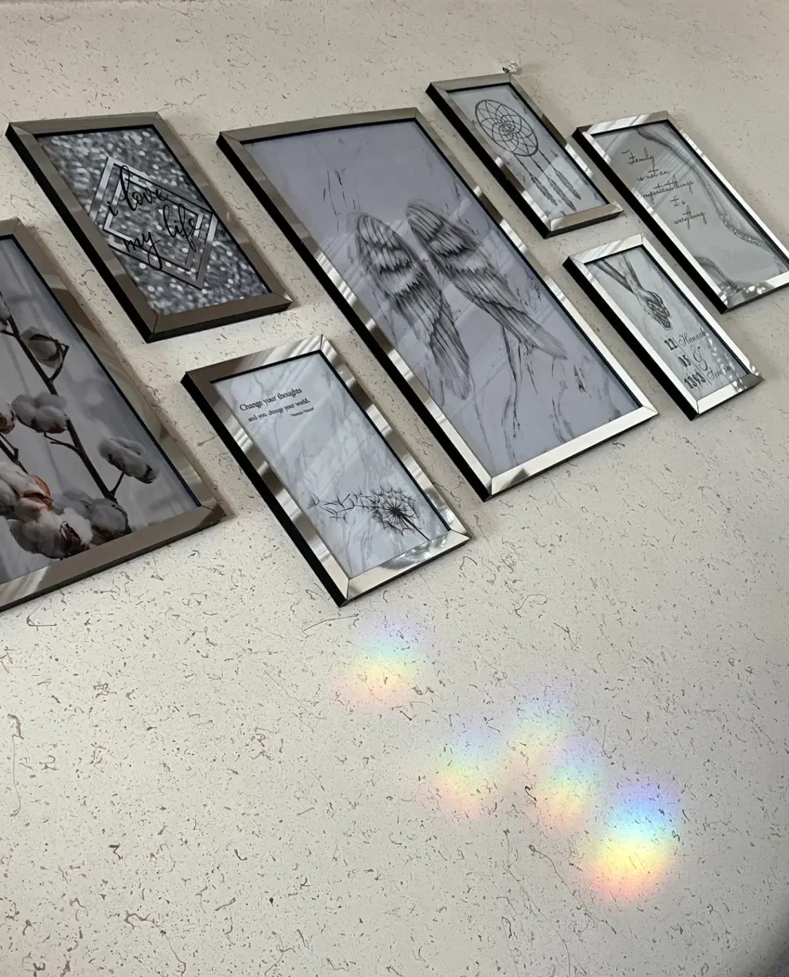 تابلو با قاب سیلور و آینه ایی با چیدمان ۷ عددی|تابلو، نقاشی، عکس|سنندج, |دیوار