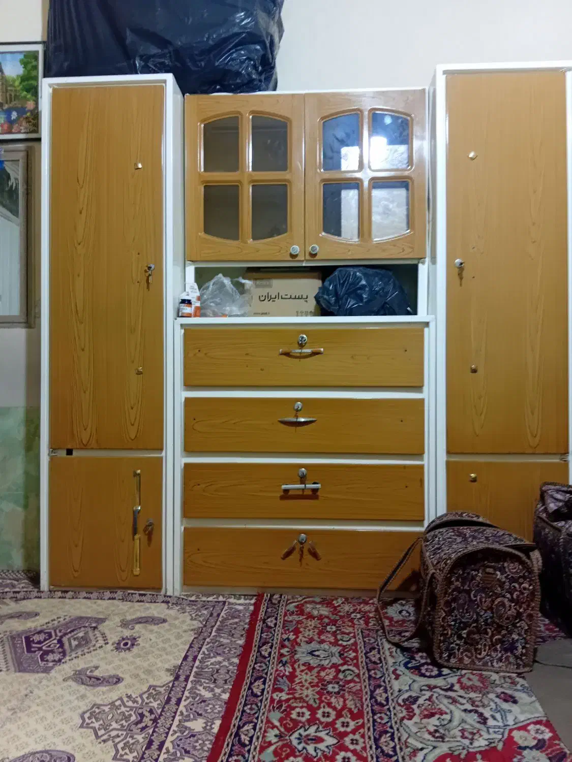 کمد سه تکه|جاکفشی، کمد، دراور|شیراز, سیاه سنگ|دیوار